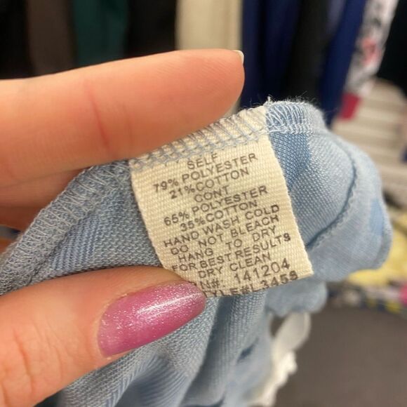 Hem & Thread Ladies Sm Blue White Sweater Tee NEW - Picture 4 of 4